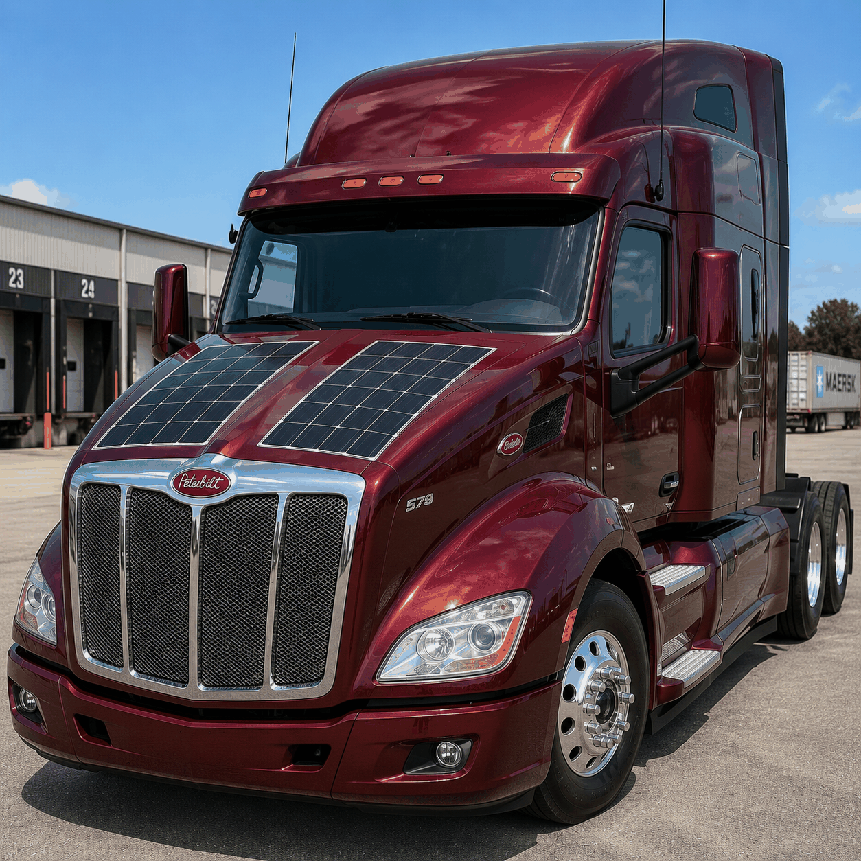 Peterbilt hood solar panel